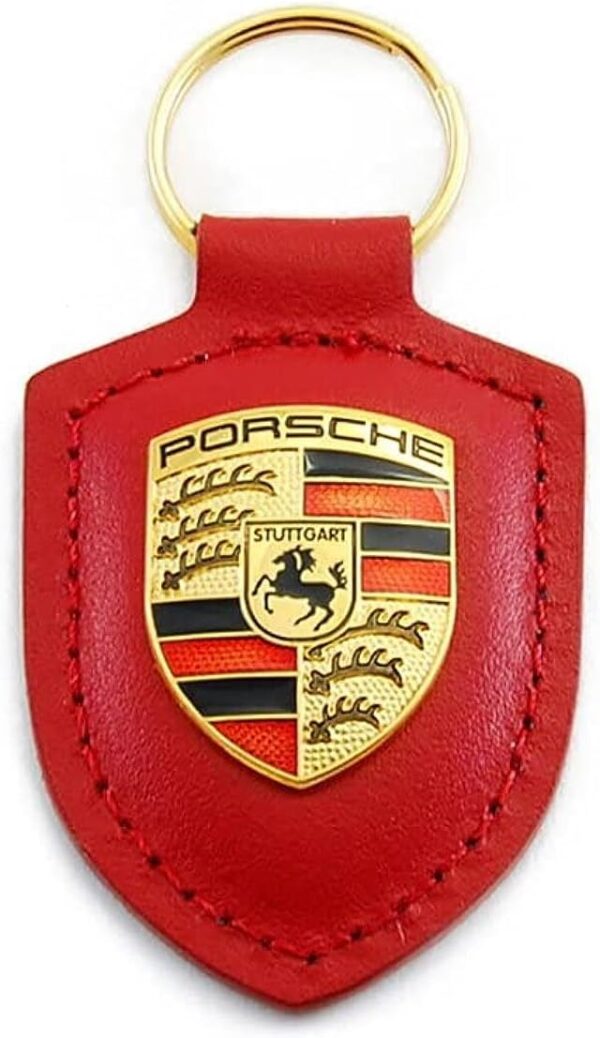 GENUINE Porsche Crest Keyring Red