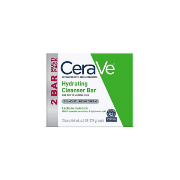 CeraVe Hydrating Cleanser Bar | Soap-Free Body and Facial Cleanser with 5% Cerave Moisturizing Cream | Fragrance-Free | 2-Pack, 4.5 Ounce Each