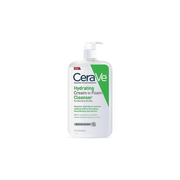CeraVe Hydrating Cream-to-Foam Cleanser | Hydrating Makeup Remover and Face Wash With Hyaluronic Acid | Fragrance Free Non-Comedogenic | 19 Fluid Ounce