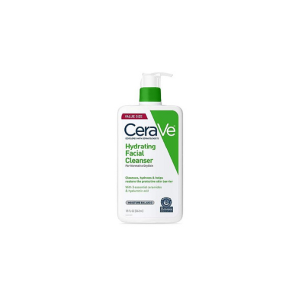CeraVe Hydrating Facial Cleanser | Moisturizing Non-Foaming Face Wash with Hyaluronic Acid, Ceramides and Glycerin | Fragrance Free Paraben Free | 19 Fluid Ounce