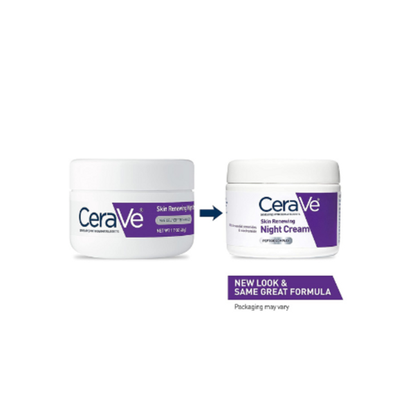 CeraVe Skin Renewing Night Cream | Niacinamide, Peptide Complex, and Hyaluronic Acid Moisturizer for Face | 1.7 Ounce, Packaging may Vary